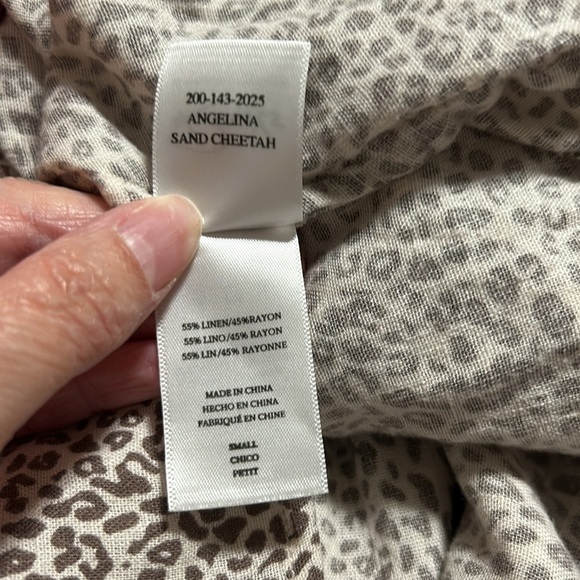RAILS Angelina Sand Cheetah Brown White Animal Print Blouson Linen Sz S - Picture 11 of 12